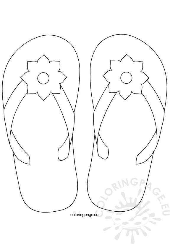 Flower flip flop coloring page