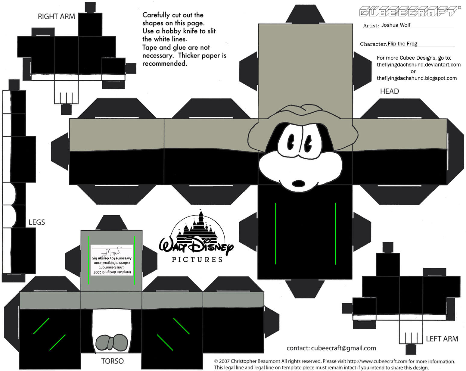 Flip the frog paper toy free printable papercraft templates