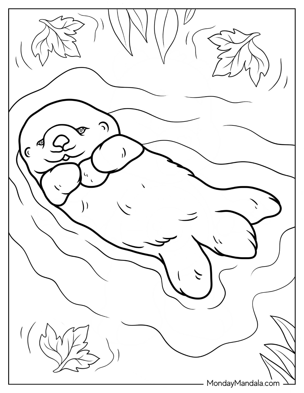 Otter coloring pages free pdf printables