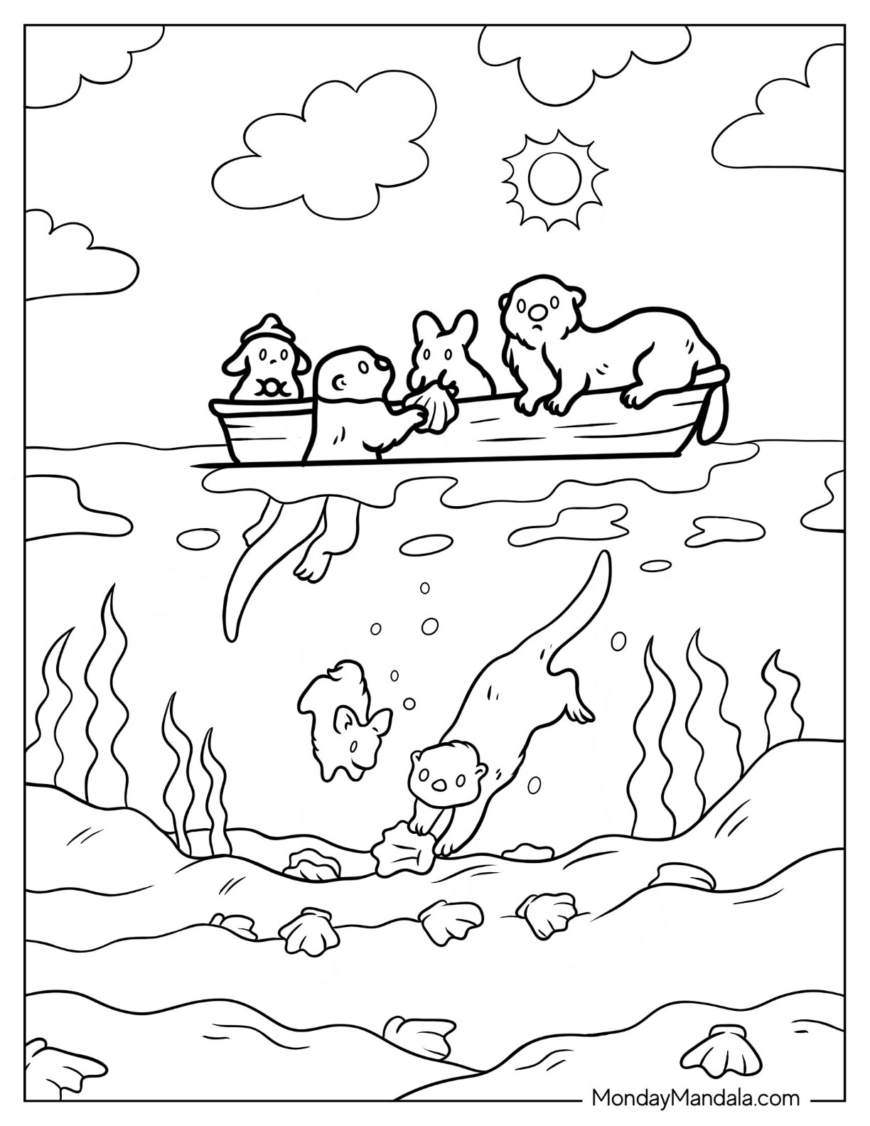 Otter coloring pages free pdf printables