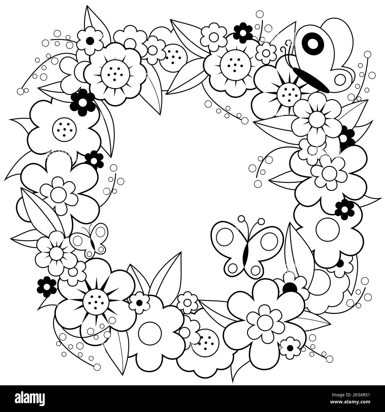 Floral wreath coloring page fotografãas e imãgen de alta roluciãn