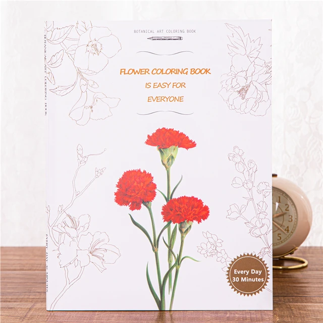 Libro de colorear de flor de arte botãnico para adultos dpriãn grafiti lãnea de pintura borrador de arte pãginas xcm