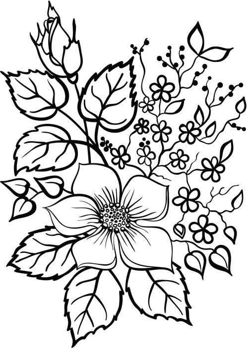 Flower coloring pages flower drawing embroidery patterns