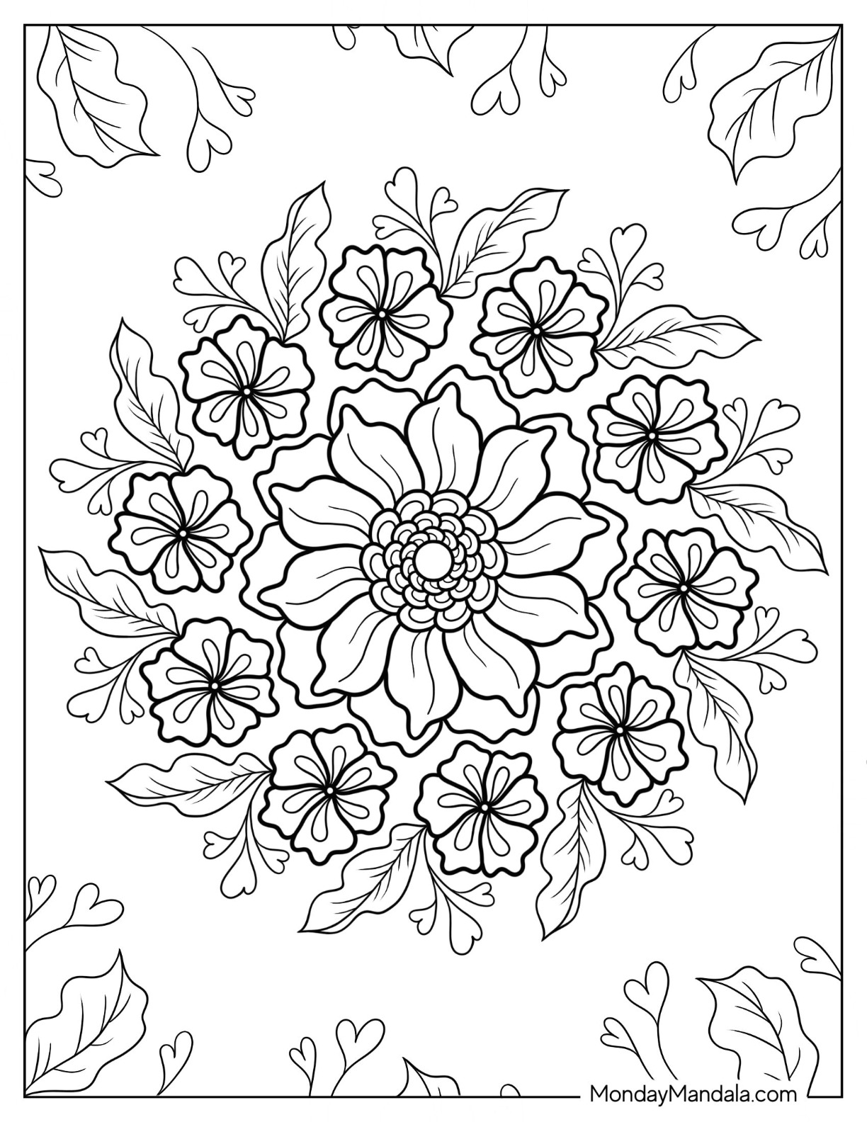 Flower coloring pages free pdf printables