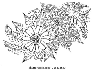 Hakuun page adult coloring book flower pattern liittyvã vektorikuva rojaltivapaa