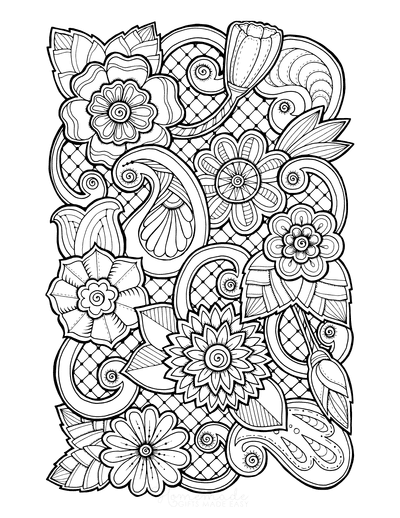 Free flower coloring pages for kids adults