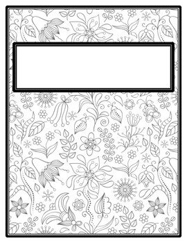 Floral spring student binder covers and spines spring coloring pages