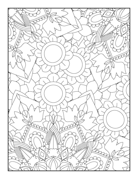 Premium vector adult coloring book pages floral coloring book floral coloring page coloring pages coloring book