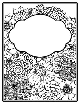 Flowers spring binder cover and spines coloring pages back to school