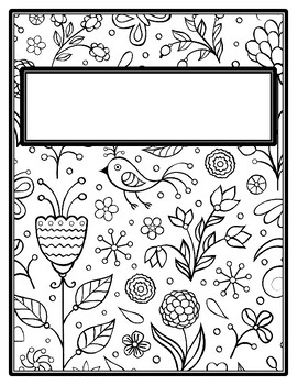 Flowers spring student binder covers and spines summer coloring pages