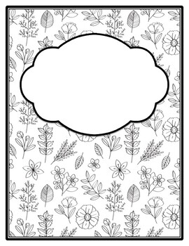Spring flowers leaves binder cover and spines coloring pages back to school
