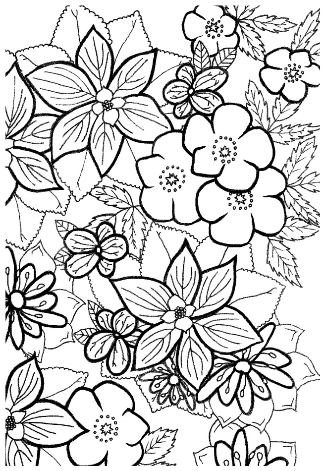 Simple floral coloring page bad mister kitty