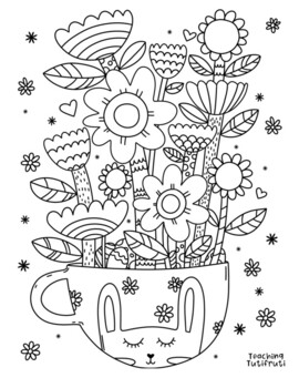 Easter flower bunny colouring page pascua flores conejito para colorear