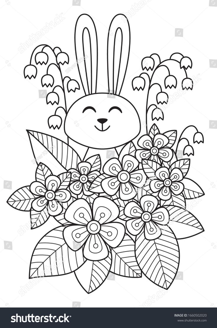 Vector de stock libre de regalãas sobre hermoso conejito de pascua en la pãginas para colorear de flor pãginas para colorear conejo de pascua