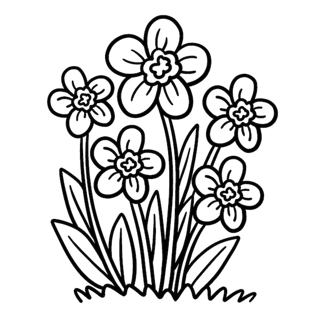 Premium vector spring flower isolated coloring page for kids