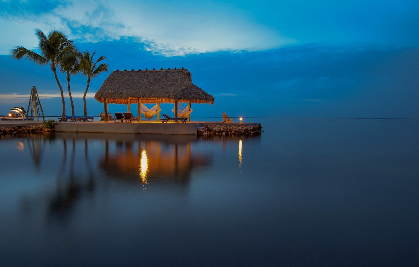 Wallpaper palm trees the ocean the evening fl water surface florida the atlantic ocean atlantic ocean florida keys the island of key largo key largo the florida keys images for desktop section