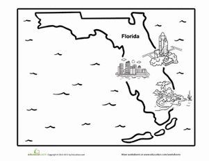Map of florida worksheet education map of florida cartoon coloring pages coloring pages