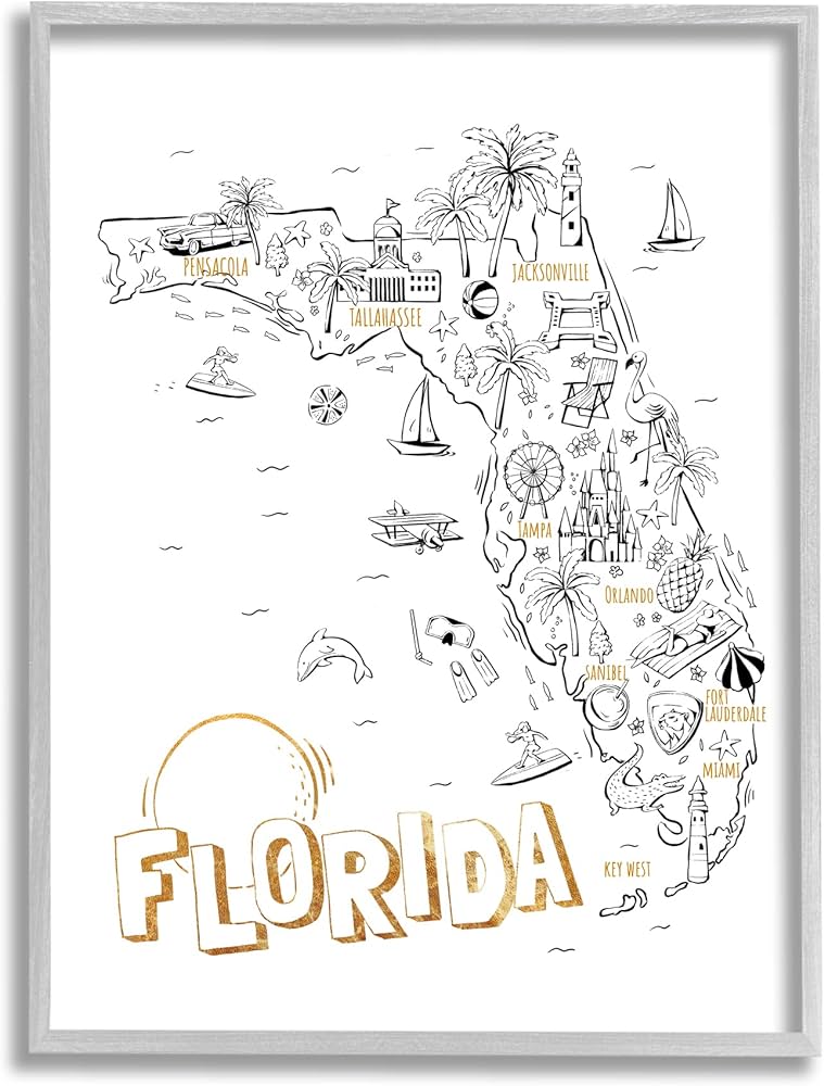 Florida state drawing destinations map diagramdesign by ziwei li home