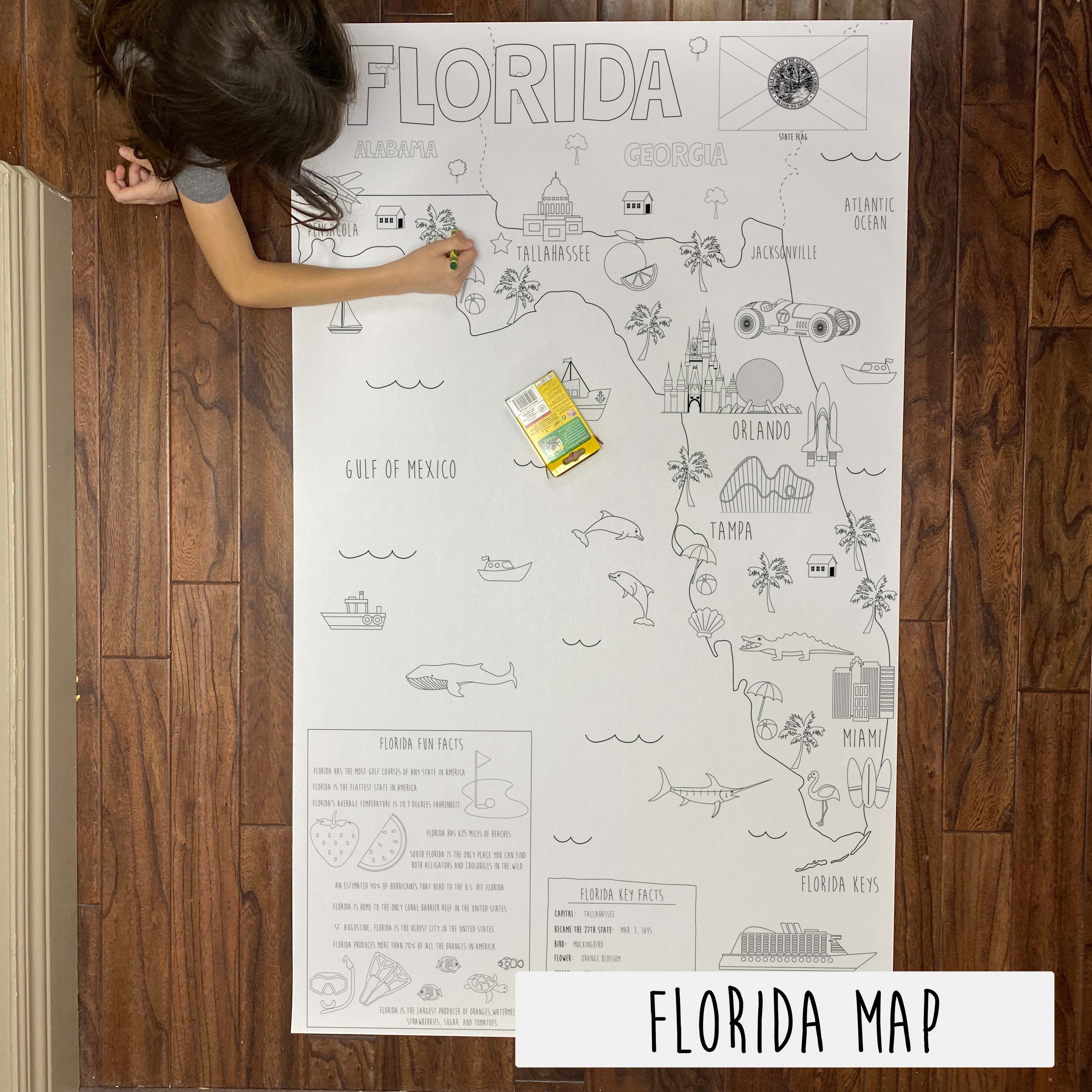 Florida state map coloring sheet â