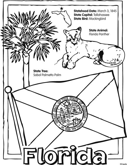 State of florida free coloring page