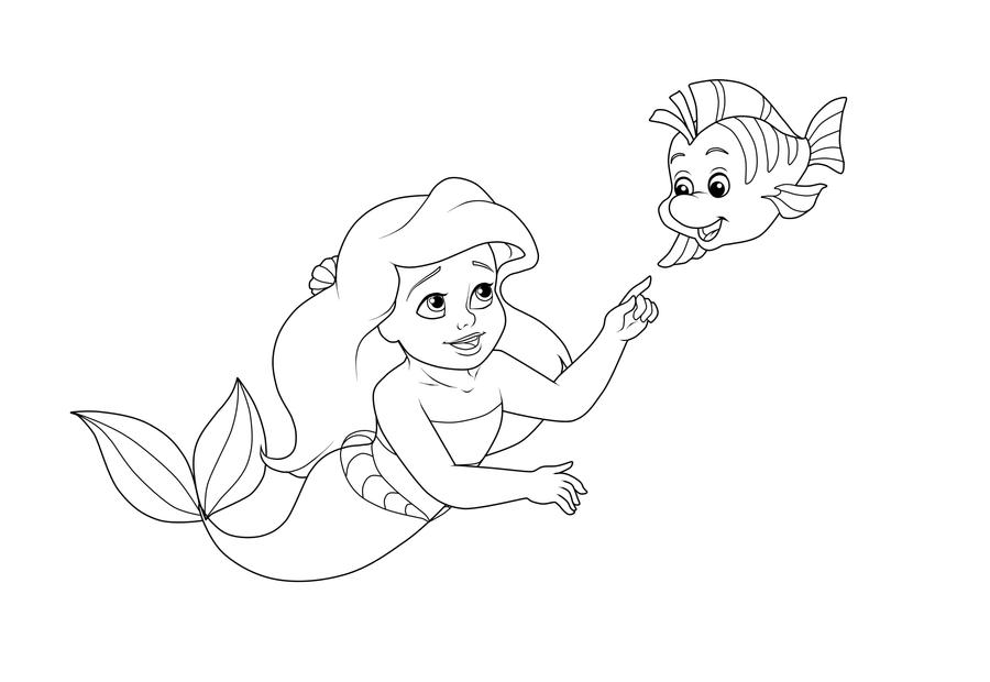 Little ariel and baby flounder