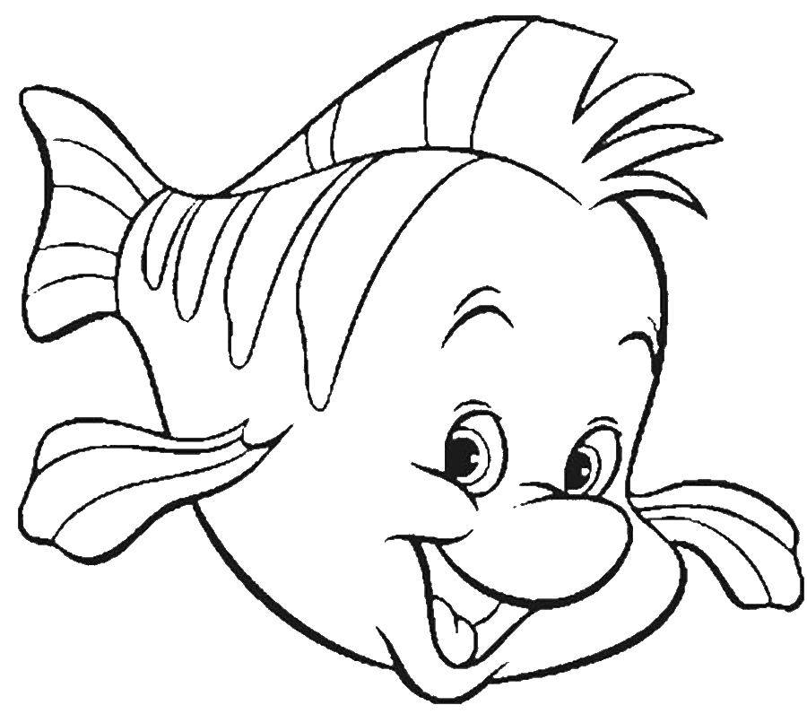 Online coloring pages coloring page fish flounder the little mermaid ariel download print coloring page