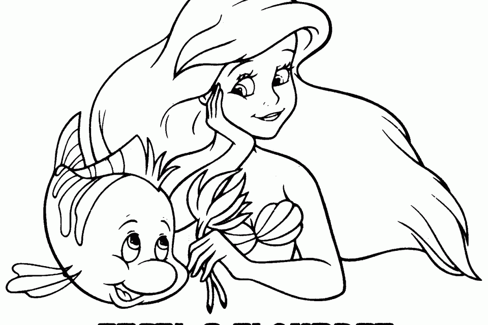 Ariel and flounder colorg pages cheap sale