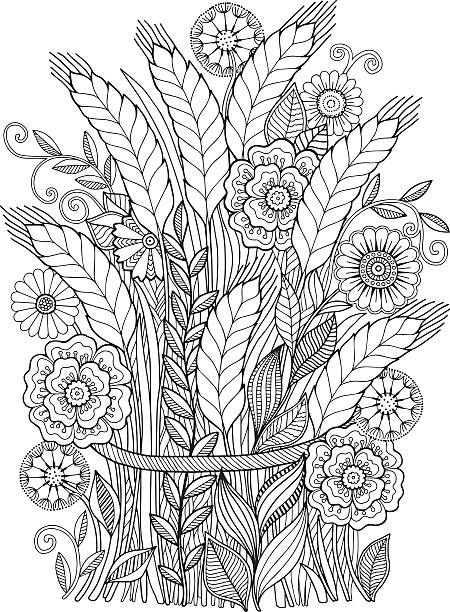 Adult coloring pages floral stock illustrations royalty