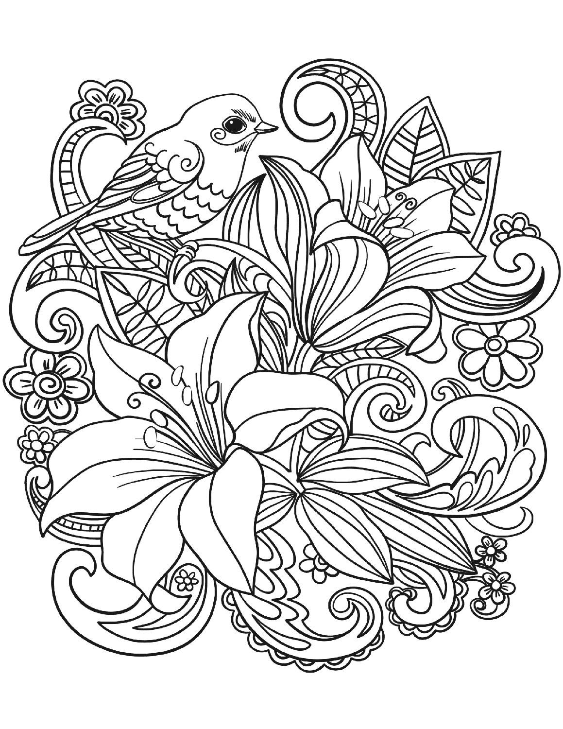 Floral coloring pages for adults