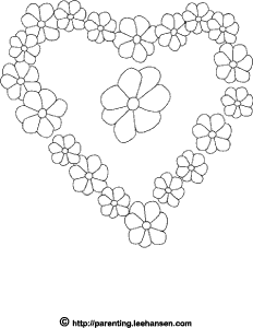 Flower heart coloring page