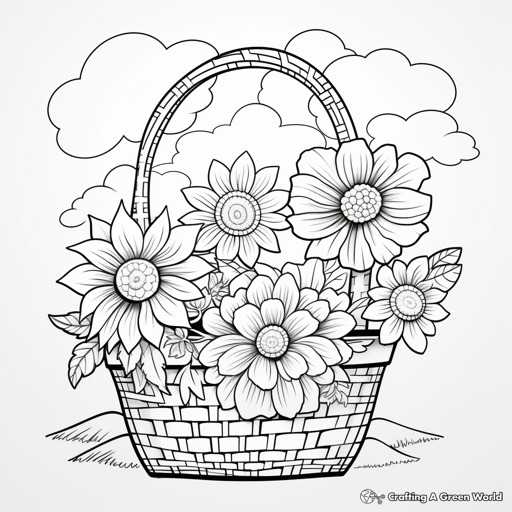 Flower basket coloring pages