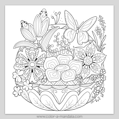 Springtime flower basket coloring page m