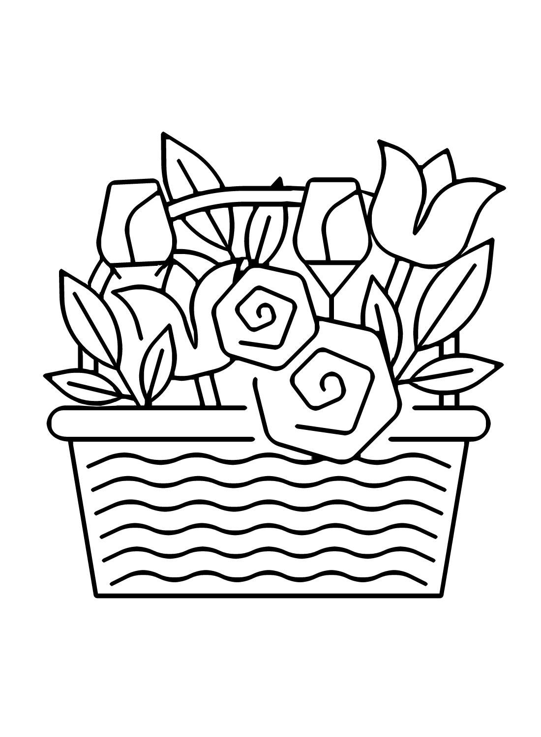 Flower basket coloring pages printable for free download