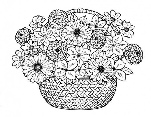 Flower bouquet in a traditional basket coloring pages flores para colorir pãginas para colorir pintura em tecido flores