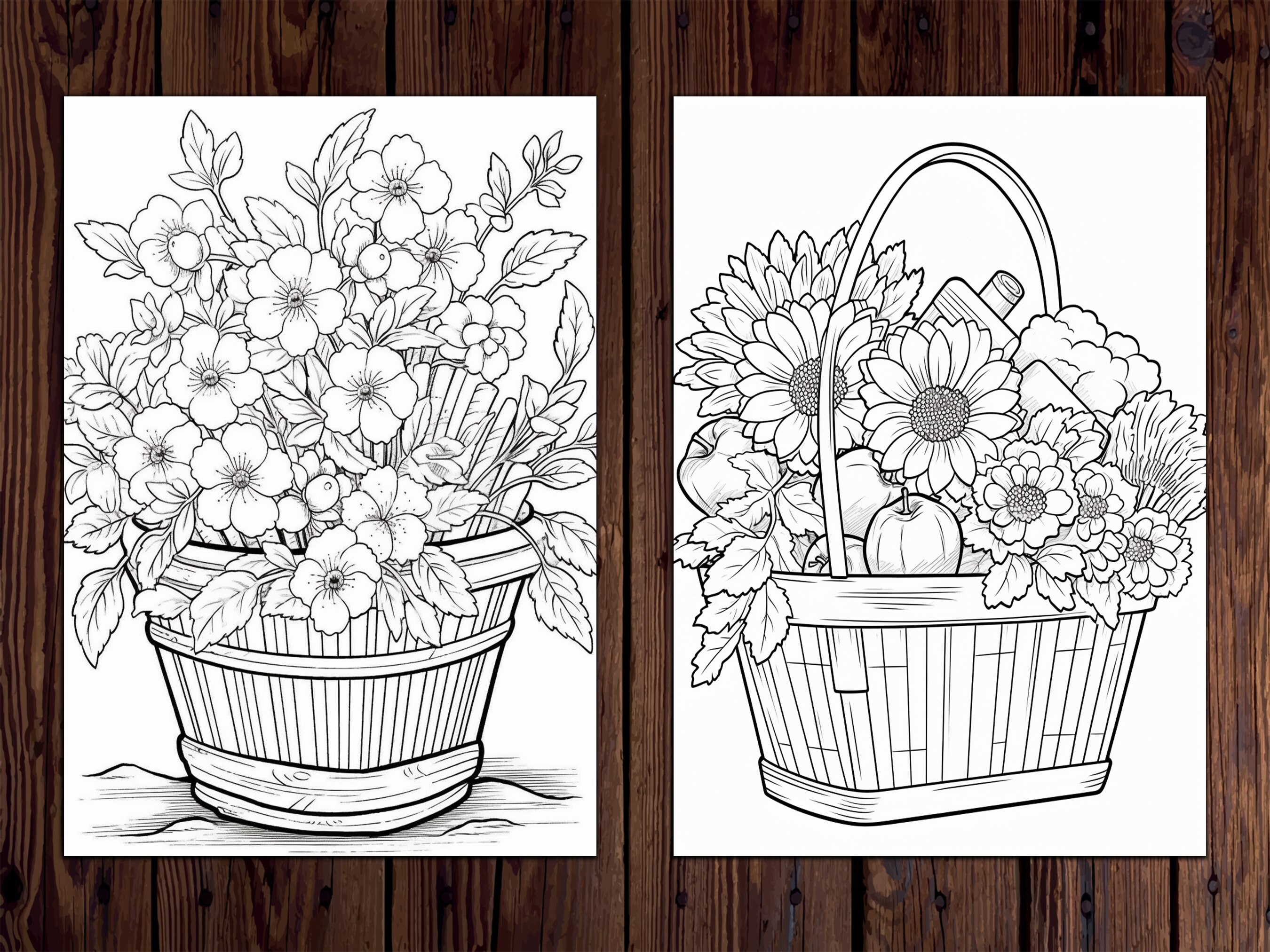 Buy flower basket coloring pages for adults floral coloring book for relaxation stress relief printable pdf instant download online in india