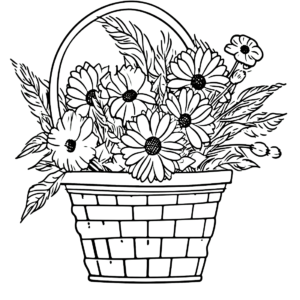 Flower basket coloring pages printable for free download