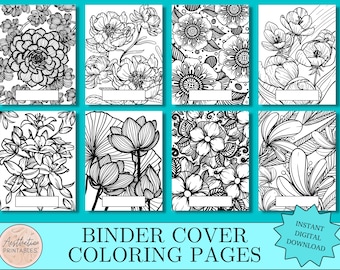 Binder cover coloring pages printable flowers floral binder covers binder cover insert for school ring binder binder dividers