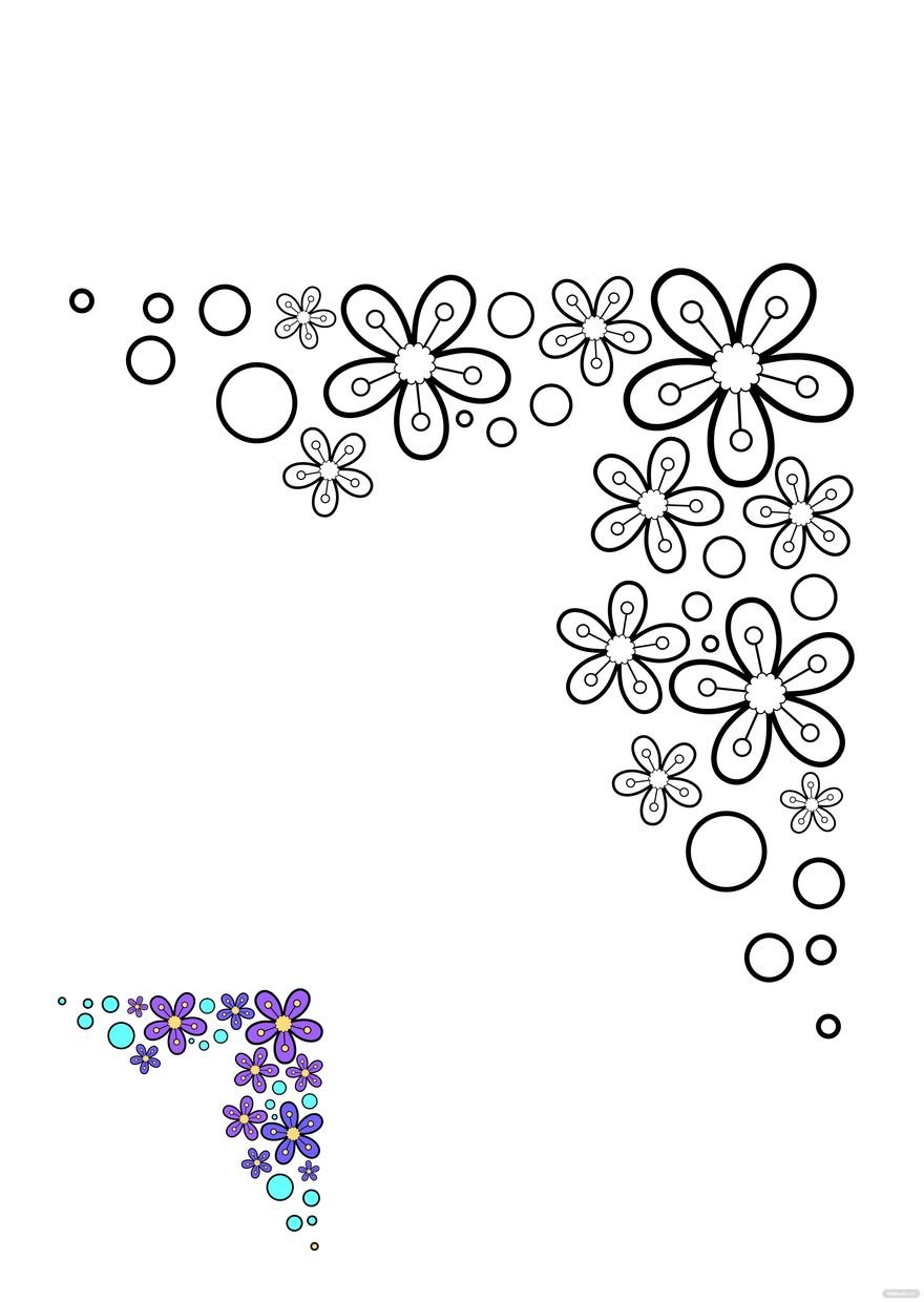 Free floral border coloring page