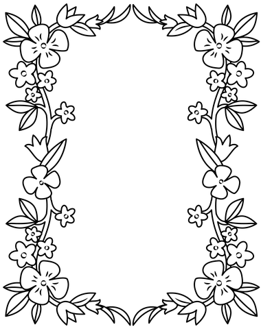 Floral border coloring page free printable coloring pages