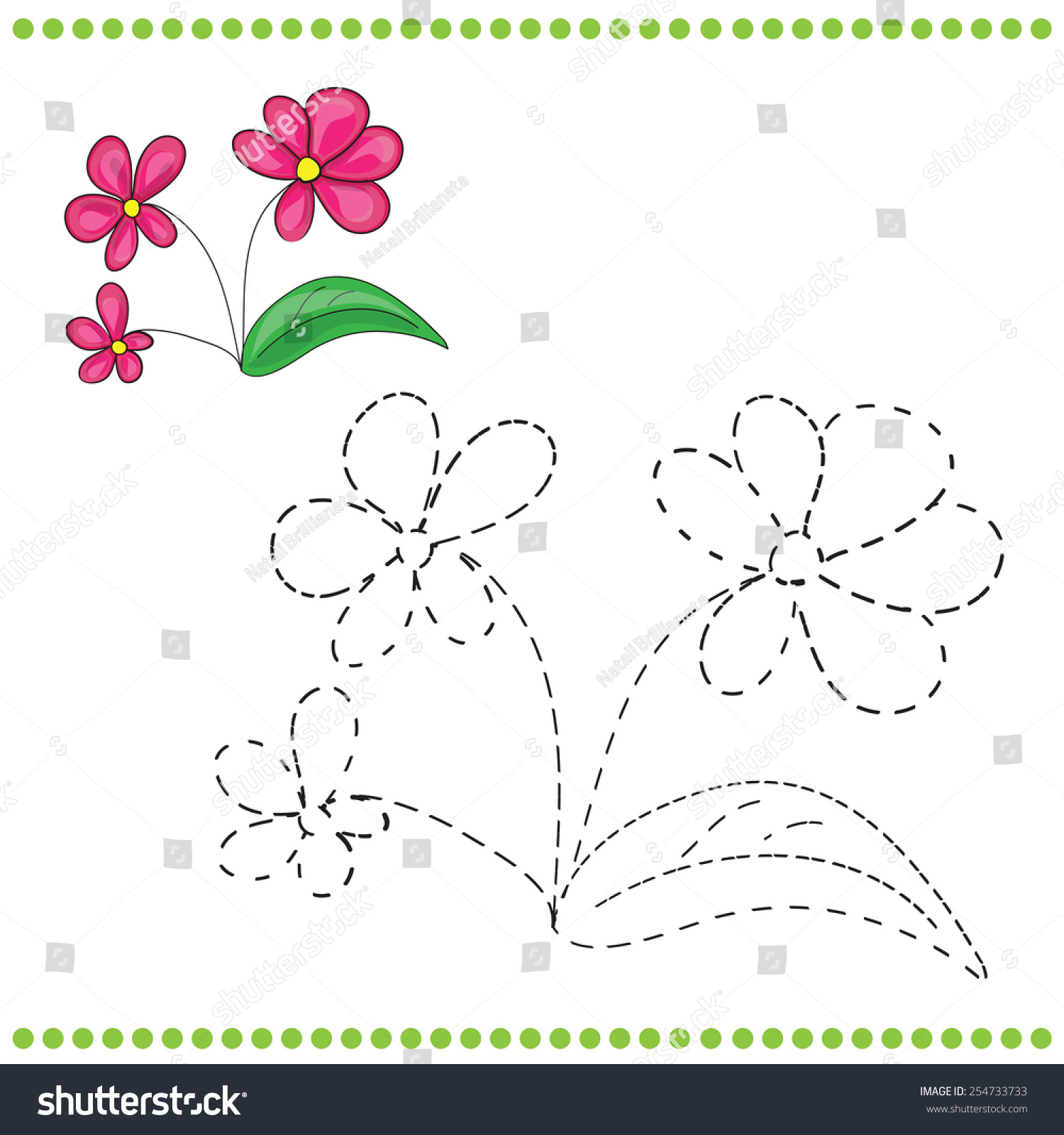 Connect dots coloring page grass flowers stock vector royalty free