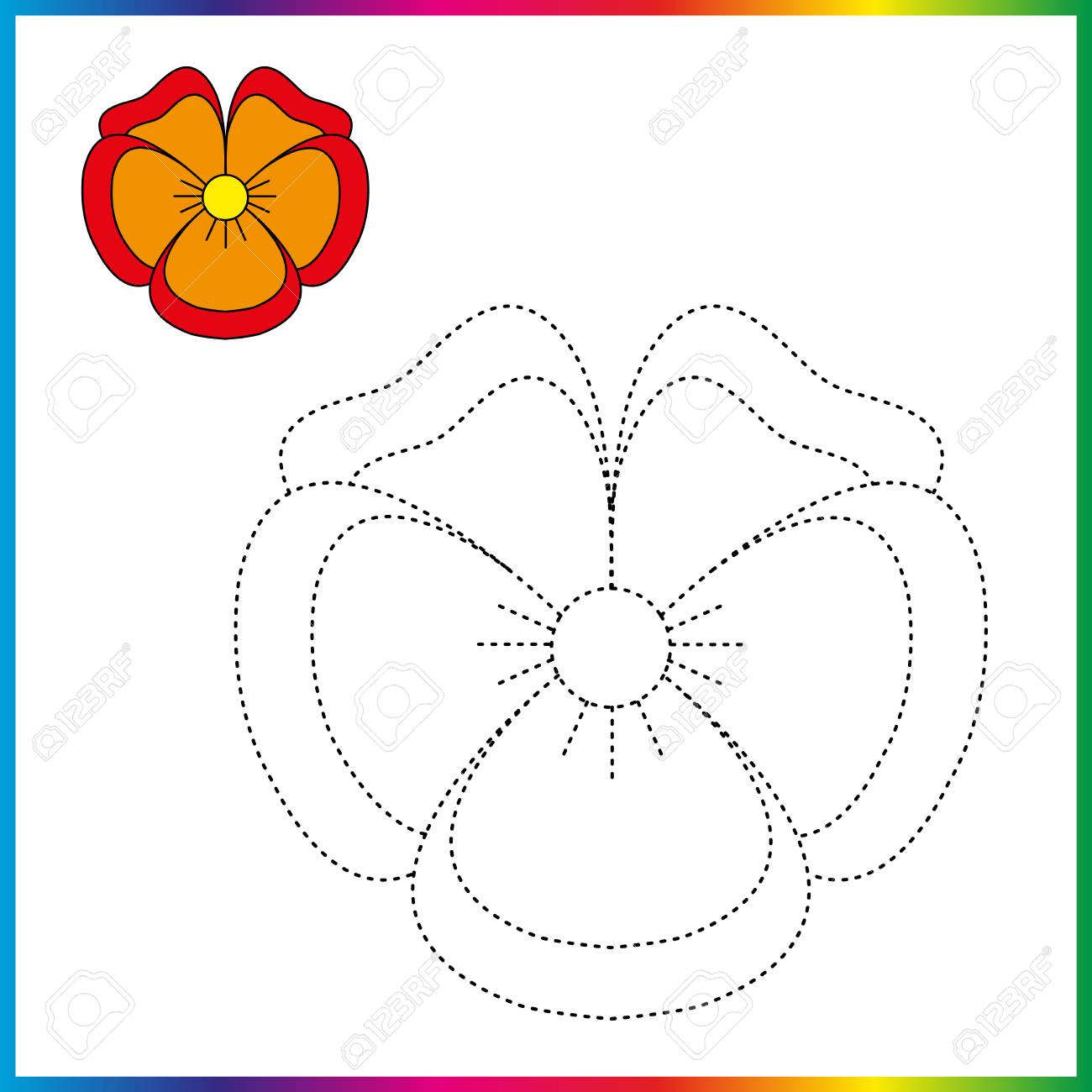 Flower connect the dots and coloring page worksheet