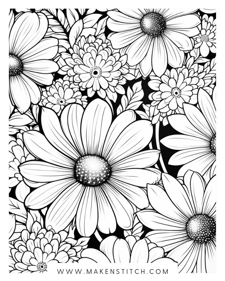 Flower coloring pages for kids and adults free printables