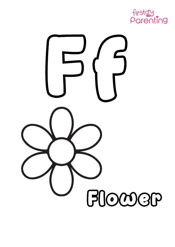 F for flower coloring page for kids