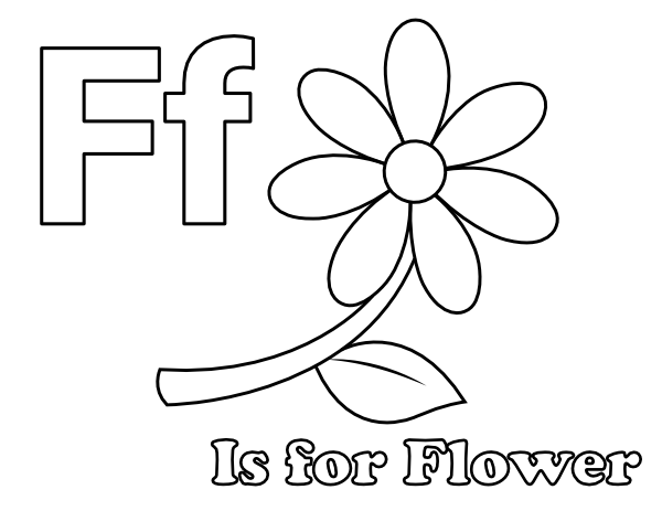 Printable f is for flower coloring page