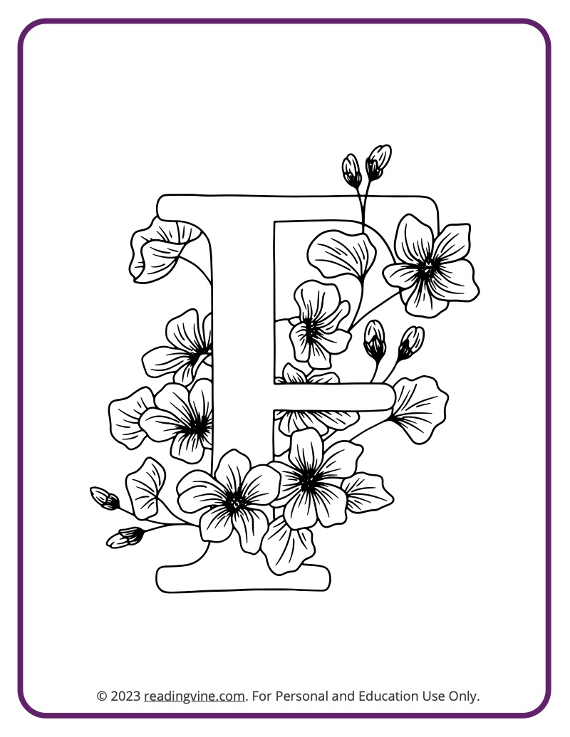 Letter f coloring pages