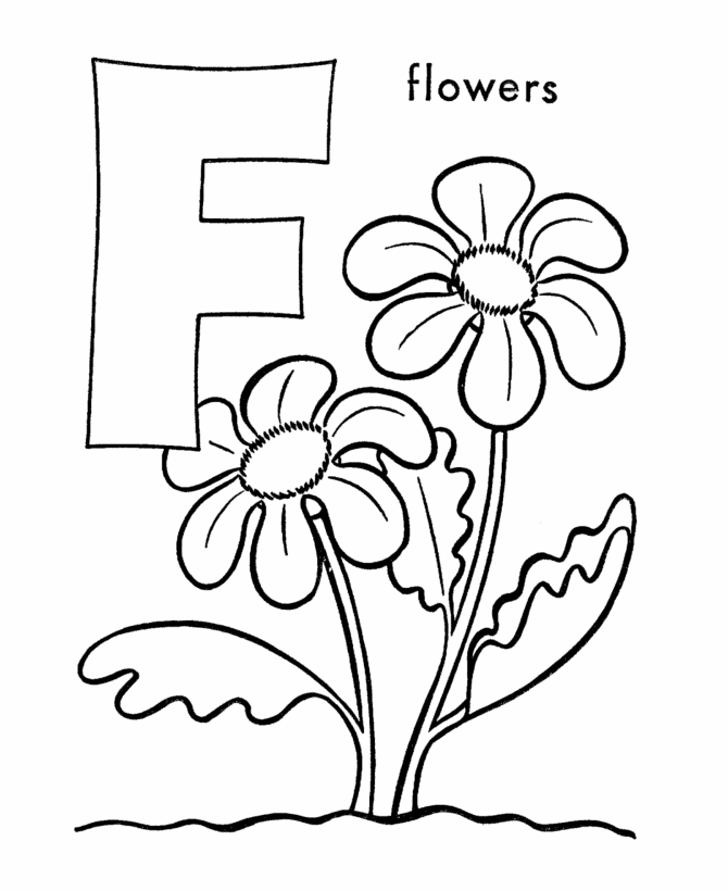 Flower coloring sheet for preschoolers