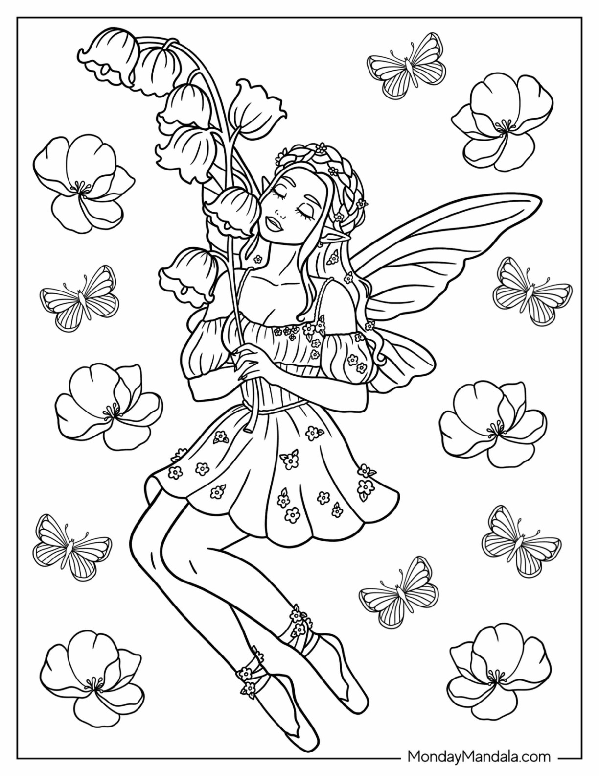 Fairy coloring pages free pdf printables