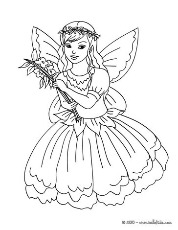 Fairy flower dress coloring pages