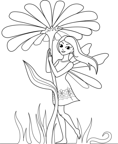 Flower fairy coloring page free printable coloring pages