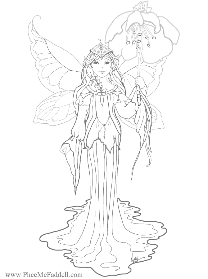 Flower fairy coloring page